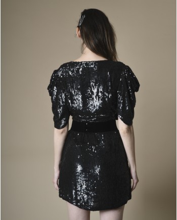 Robe portefeuille à sequins noirs P.A.R.O.S.H 