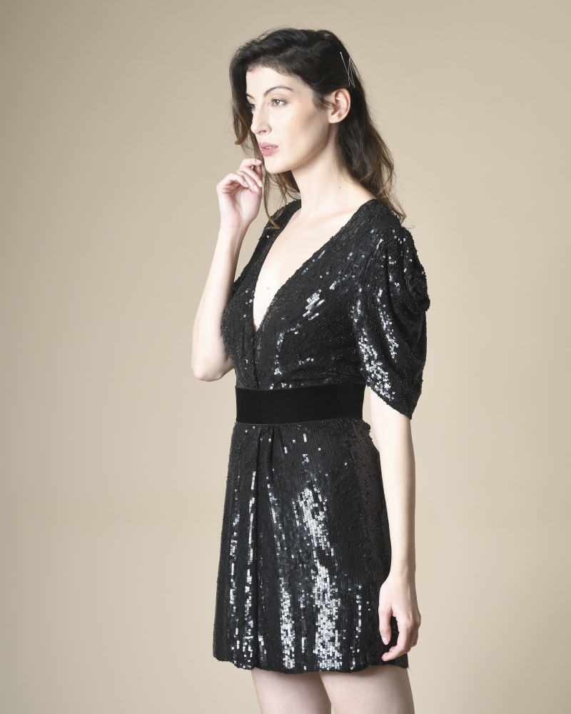 Robe portefeuille à sequins noirs P.A.R.O.S.H 