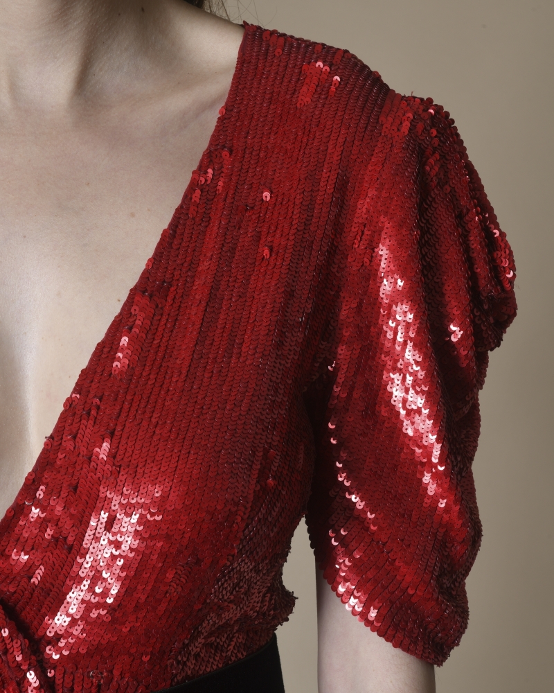 Robe portefeuille à sequins rouges P.A.R.O.S.H 