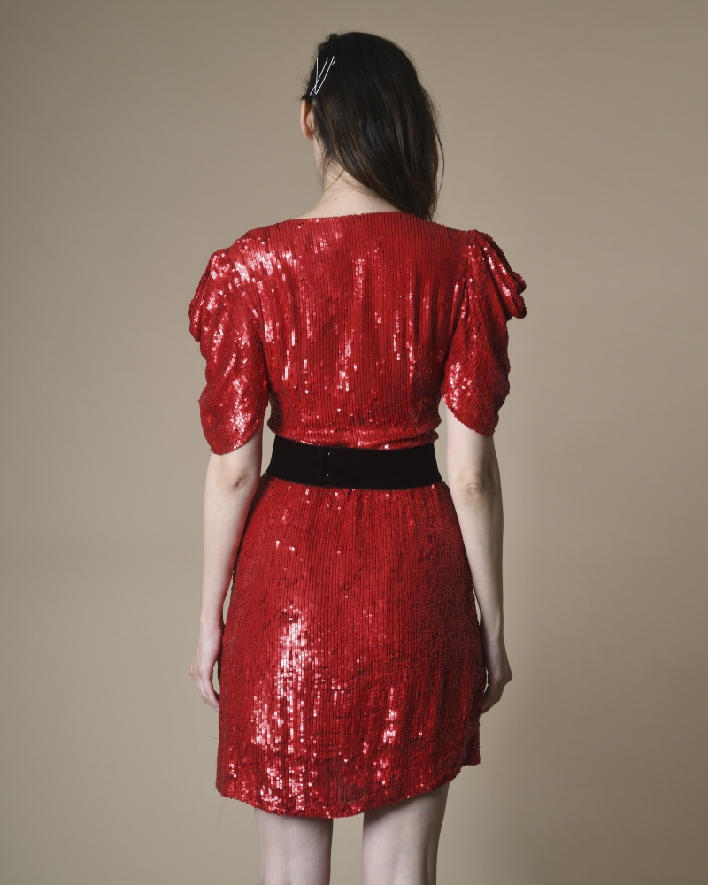 Robe portefeuille à sequins rouges P.A.R.O.S.H 