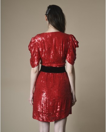 Robe portefeuille à sequins rouges P.A.R.O.S.H 