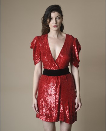 Robe portefeuille à sequins rouges P.A.R.O.S.H 