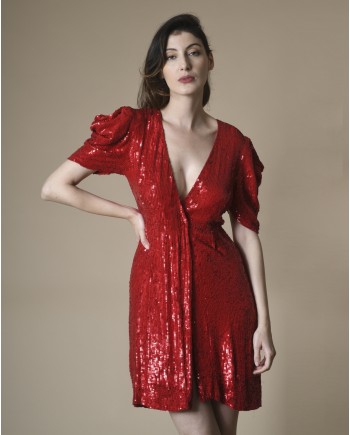 Robe portefeuille à sequins rouges P.A.R.O.S.H 