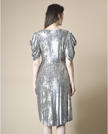 Robe portefeuille à sequins argentée P.A.R.O.S.H 