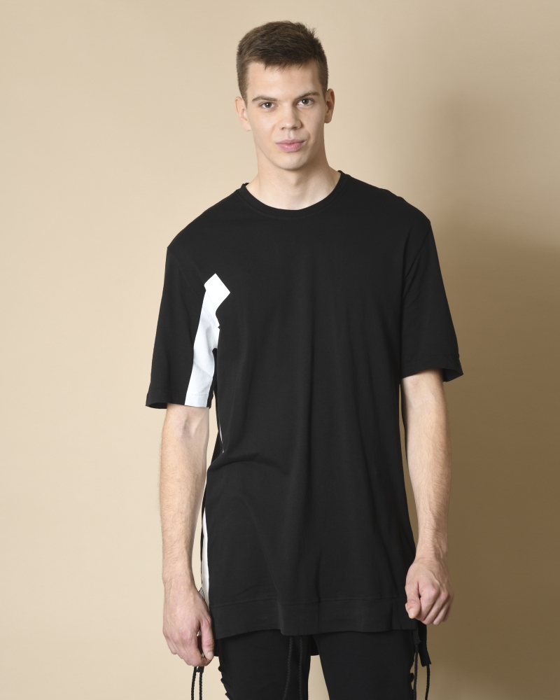 T-shirt en coton noir asymétrique Lost & Found 