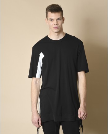 T-shirt en coton noir asymétrique Lost & Found 