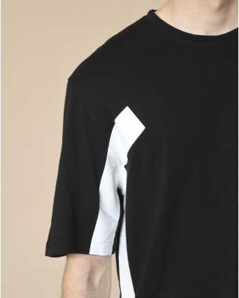 T-shirt en coton noir asymétrique Lost & Found 