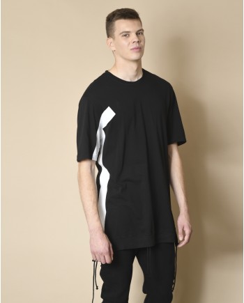 T-shirt en coton noir asymétrique Lost & Found 