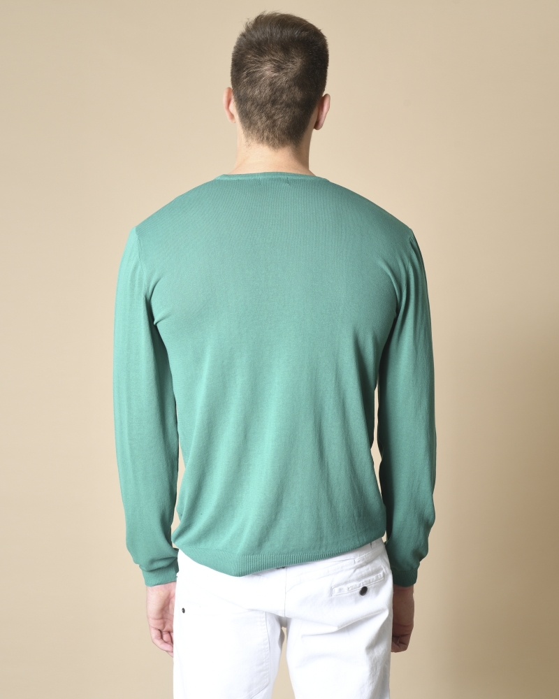 Pull vert col rond Woolgroup 