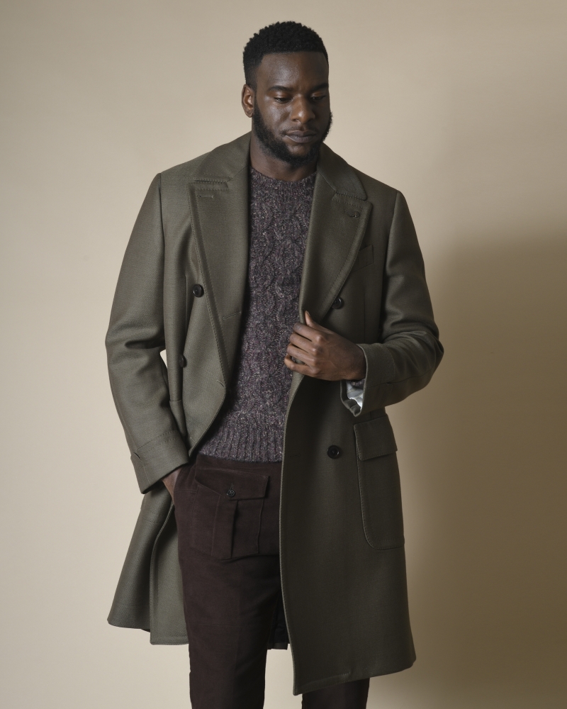 Manteau en laine de couleur taupe Gabriele Pasini 