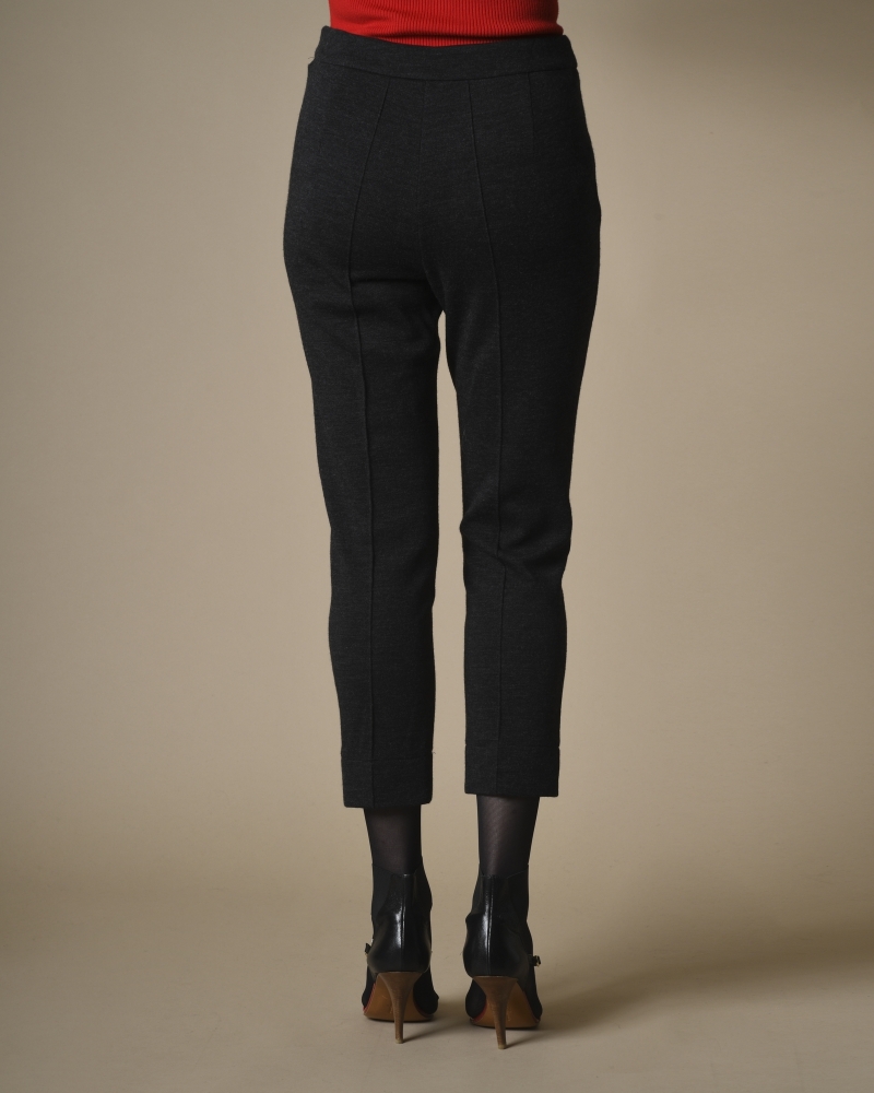 Pantalon gris foncé raccourci en laine Edward Achour 