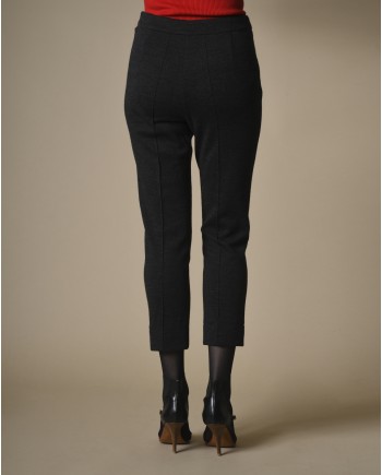 Pantalon gris foncé raccourci en laine Edward Achour 