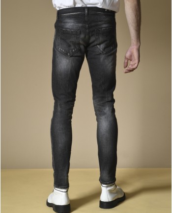 Jean skinny délavé en coton noir Dondup 