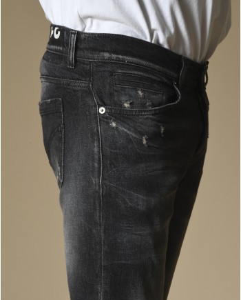 Jean skinny délavé en coton noir Dondup 