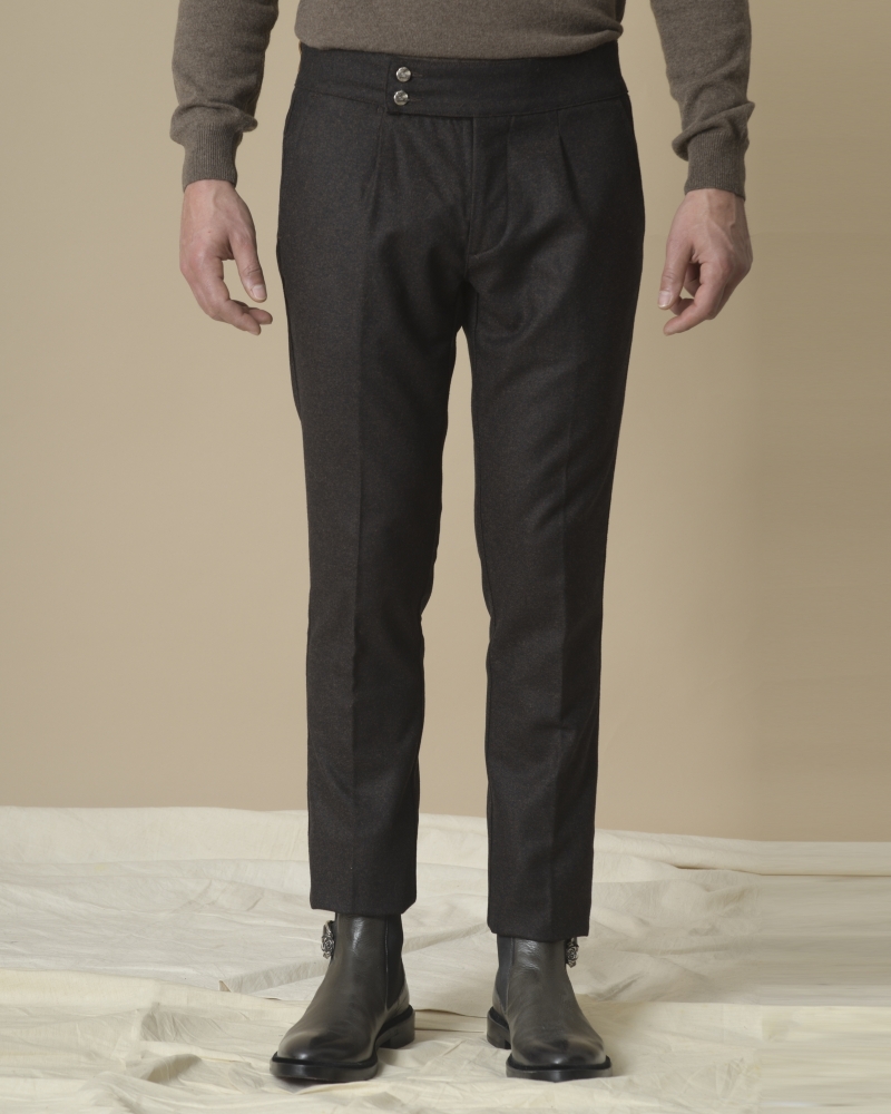 Pantalon maron en laine vierge Fugàto 