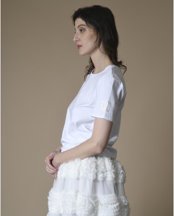 T-shirt blanc à col rond Elisabetta Franchi 