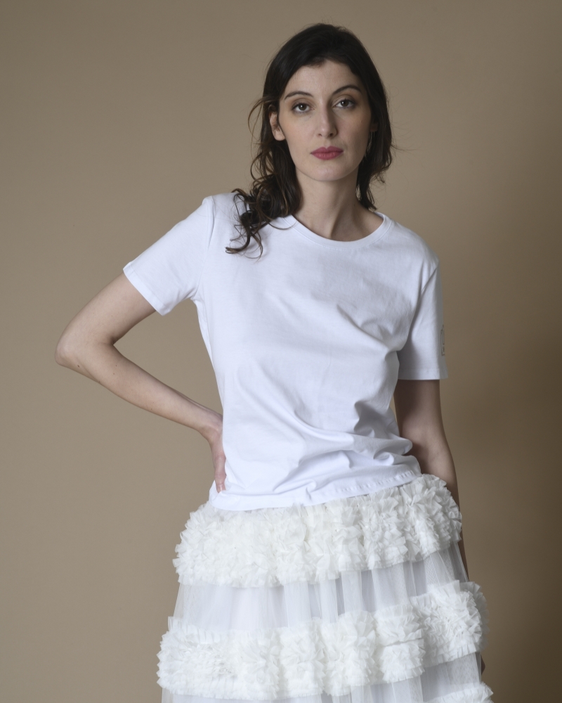 T-shirt blanc à col rond Elisabetta Franchi 