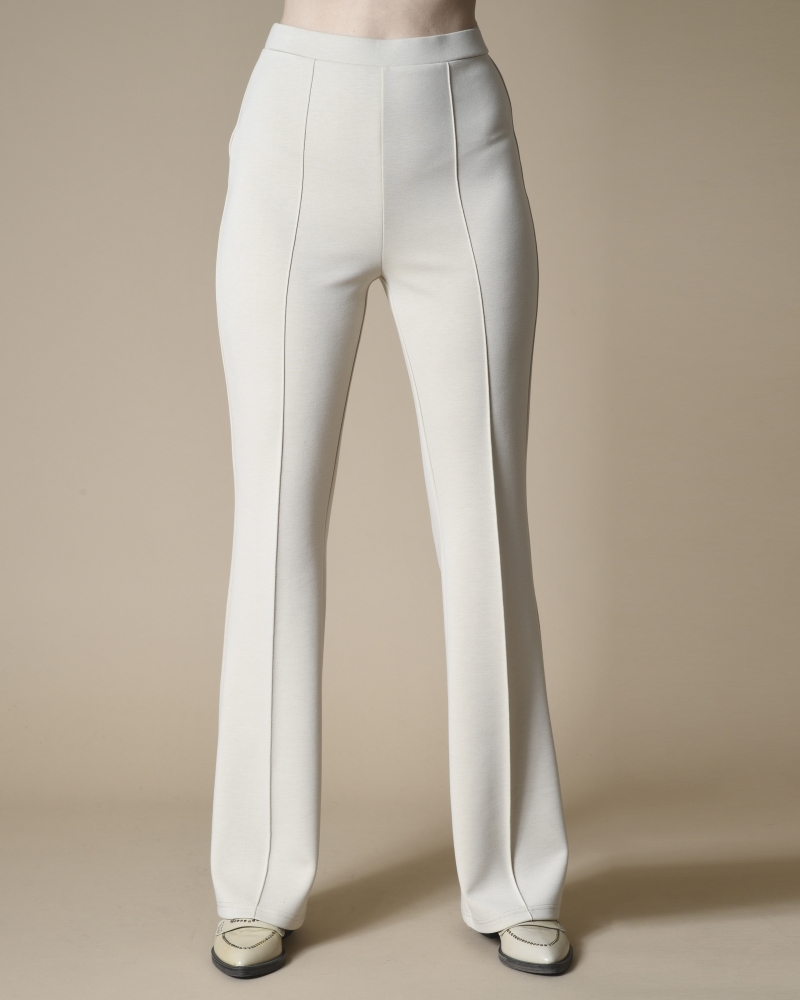 Pantalon en jersey beige évasé Edward Achour 