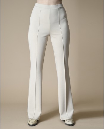 Pantalon en jersey beige évasé Edward Achour 