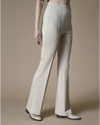 Pantalon en jersey beige évasé Edward Achour 