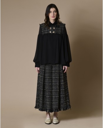 Blouse bimatière noire Edward Achour 