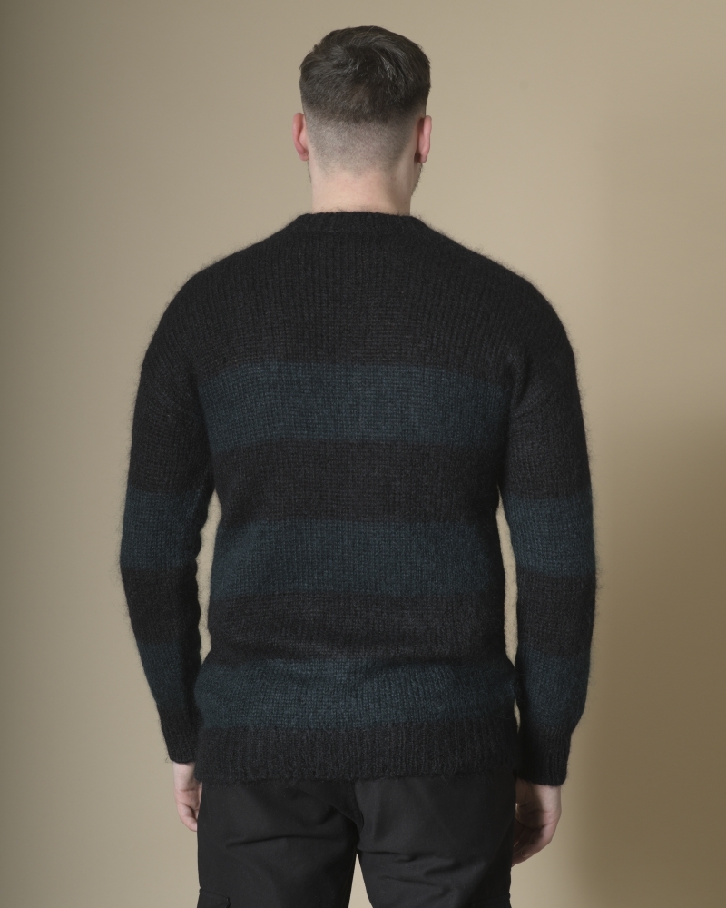 Pull en mohair bleu et noir Isabel Benenato 