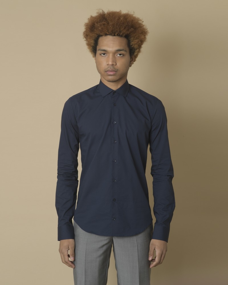 Chemise en coton bleu foncé Blue Industry 