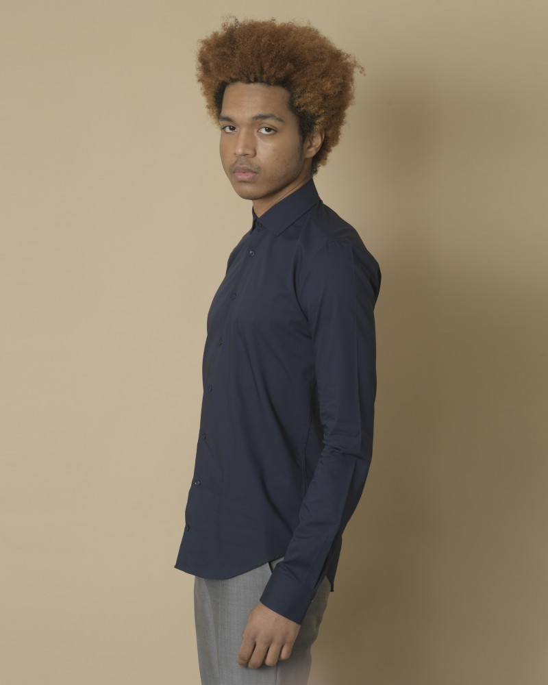 Chemise en coton bleu foncé Blue Industry 