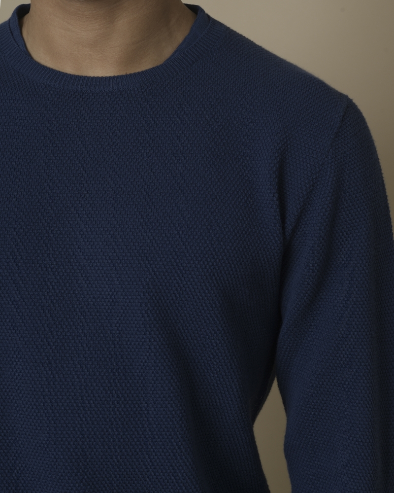 Pull en maille bleue en coton à trame Daniele Fiesoli 