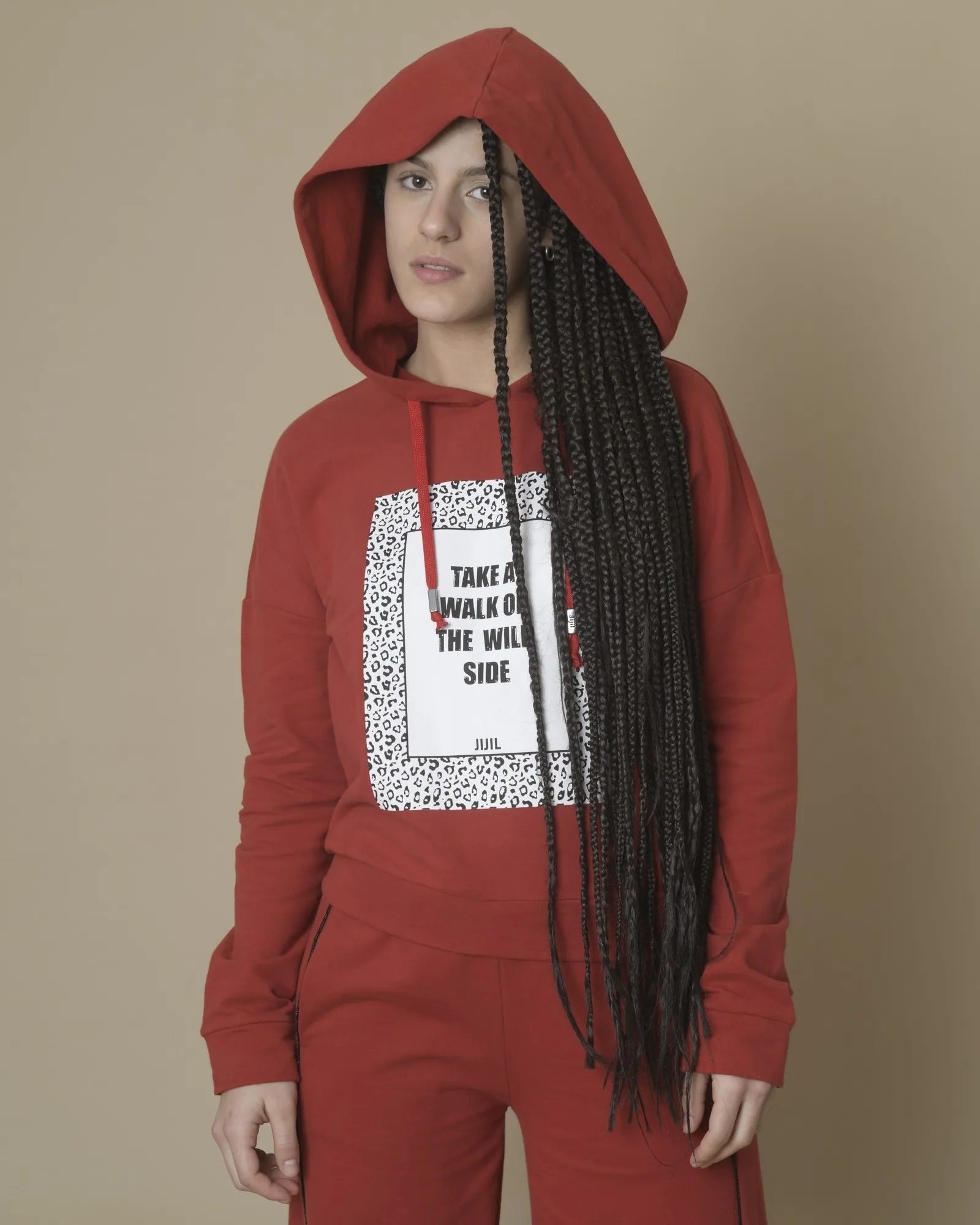 Hoodie rouge à motifs animaliers Jijil 