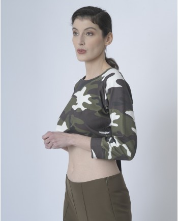 Sweat raccourci imprimé camouflage Jijil 