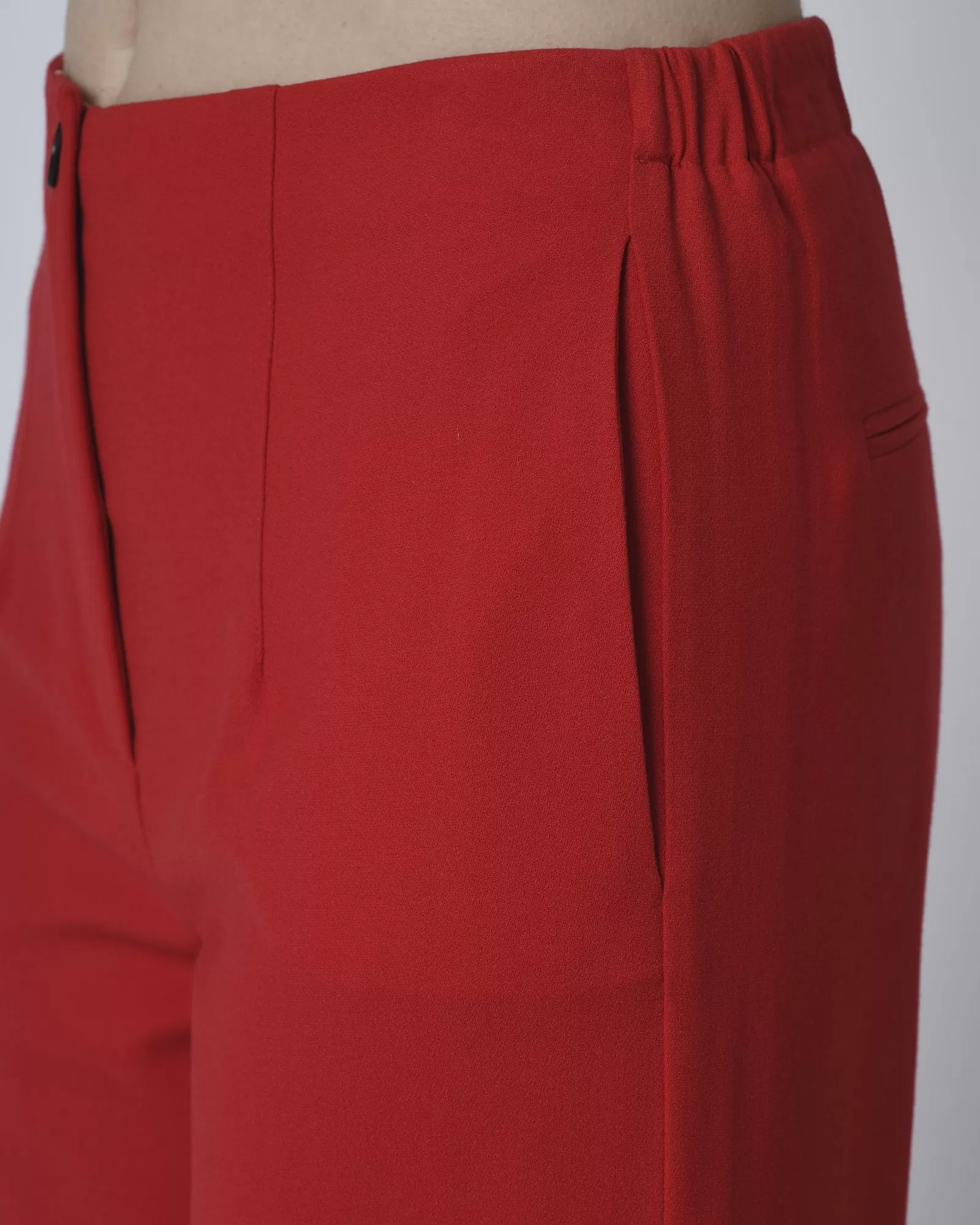 Pantalon palazzo en laine rouge cerise Pomandère 