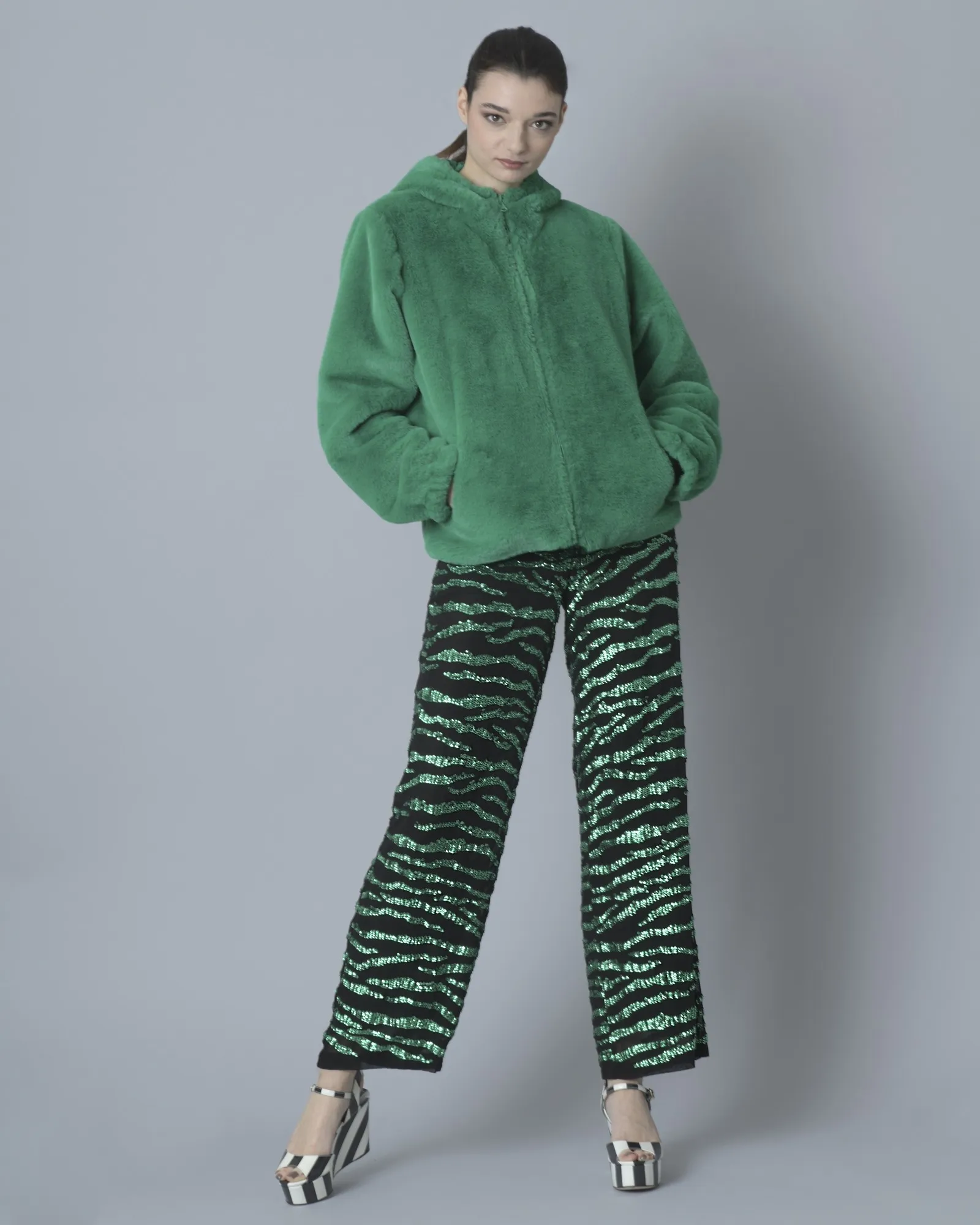 Pantalon à sequins verts P.A.R.O.S.H 