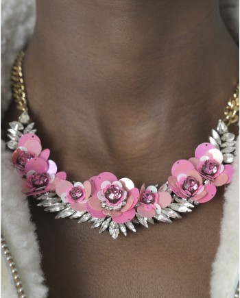 Collier rose à fleurs Shourouk 